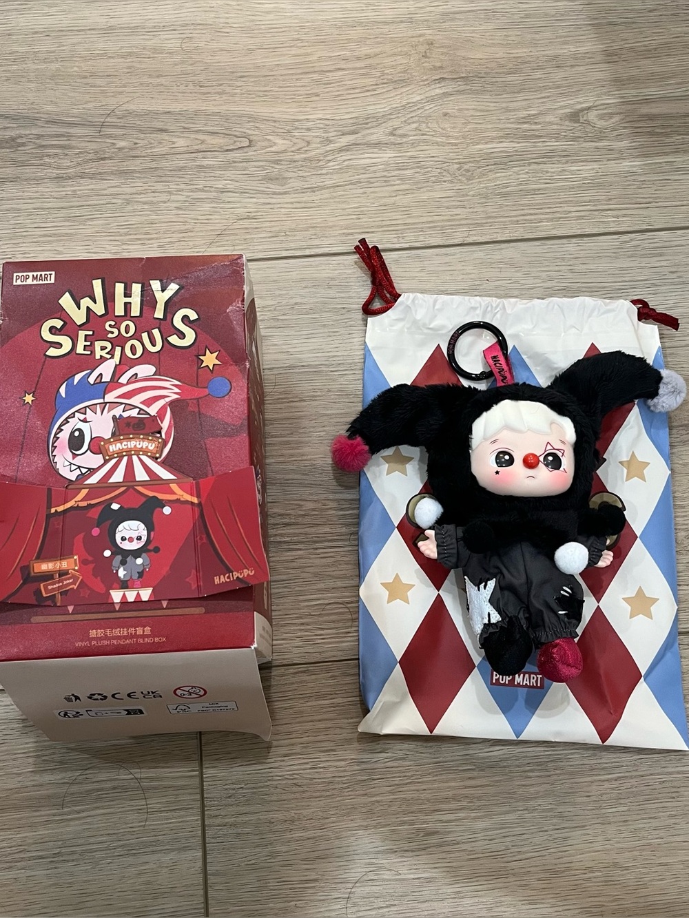 POP Mart Why So Serious Hacipupu Shadow Joker Plush Pendant